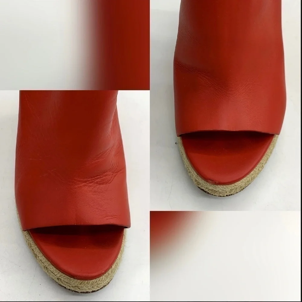 Balenciaga RED LEATHER ESPADRILLES HEELS Pumps